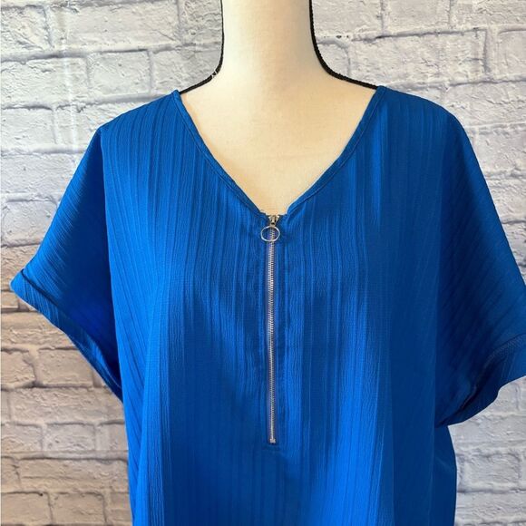 SHEIN Royal Blue Blouse with Zipper Accent - Picture 2 of 4